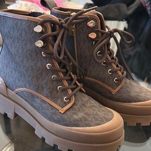 Michael Kors Women's Brown Lace-Up Boots